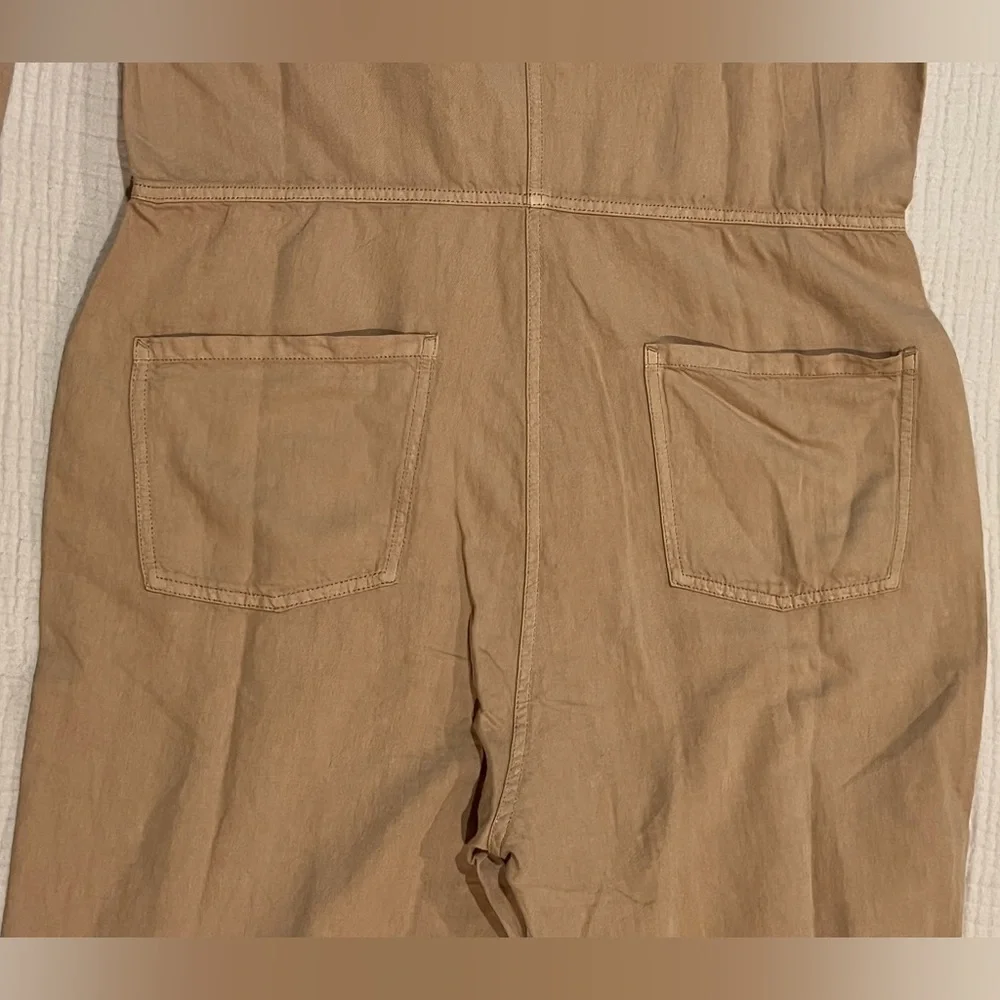 Outerknown STATION Long Sleeve Utility Jumpsuit Sand/Tan Sz L NWT $178 Linen - Picture 9 of 16